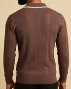 Orbis Ribbed Knit Polo – Earth Terracotta