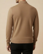 Onyx Camel Heritage Zip Henley – Luxury Fine-Knit Viscose Polo