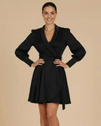 Elye Classic Black Sustainable Mini Wrap Dress | Eco-Friendly Recycled Satin