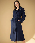 Nola Navy Blue Trench Coat – Recycled RPET Belted Coat