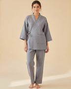 Cotton Quilted Kimono Set - Japanese Inspired Loungewear Set