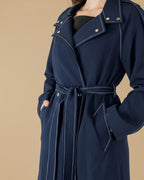 Nola Navy Blue Trench Coat – Recycled RPET Belted Coat