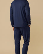 Men's Recycled Cotton Pyjama Set | Classic Sleepwear in Navy, Black & Burgundy