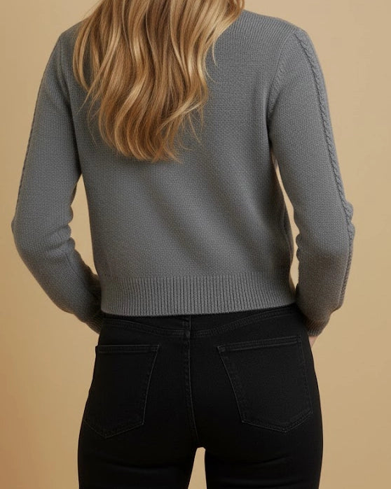 Ash Grey Heirloom Argyle Cardigan - Eco-Chic Knit