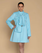 Cardea Sculptural Convertible Coat | Light Blue Avant-Garde 2-Way Statement Bow Jacket