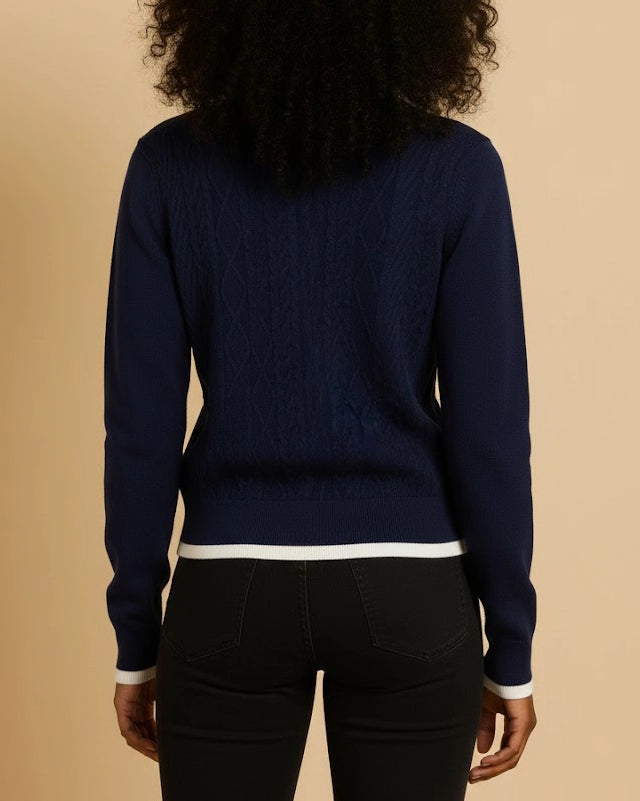 Regatta Navy Cable Knit Cardigan | Recycled Knit