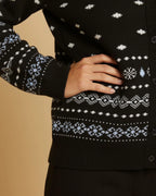 Aurora Women's Black Fair Isle Cardigan | Organic Cotton Blend Knit