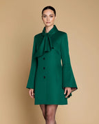 Seti Emerald Green Short Trench Coat - Women's Bell Sleeve Sustainable Jacket