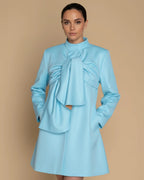 Cardea Sculptural Convertible Coat | Light Blue Avant-Garde 2-Way Statement Bow Jacket