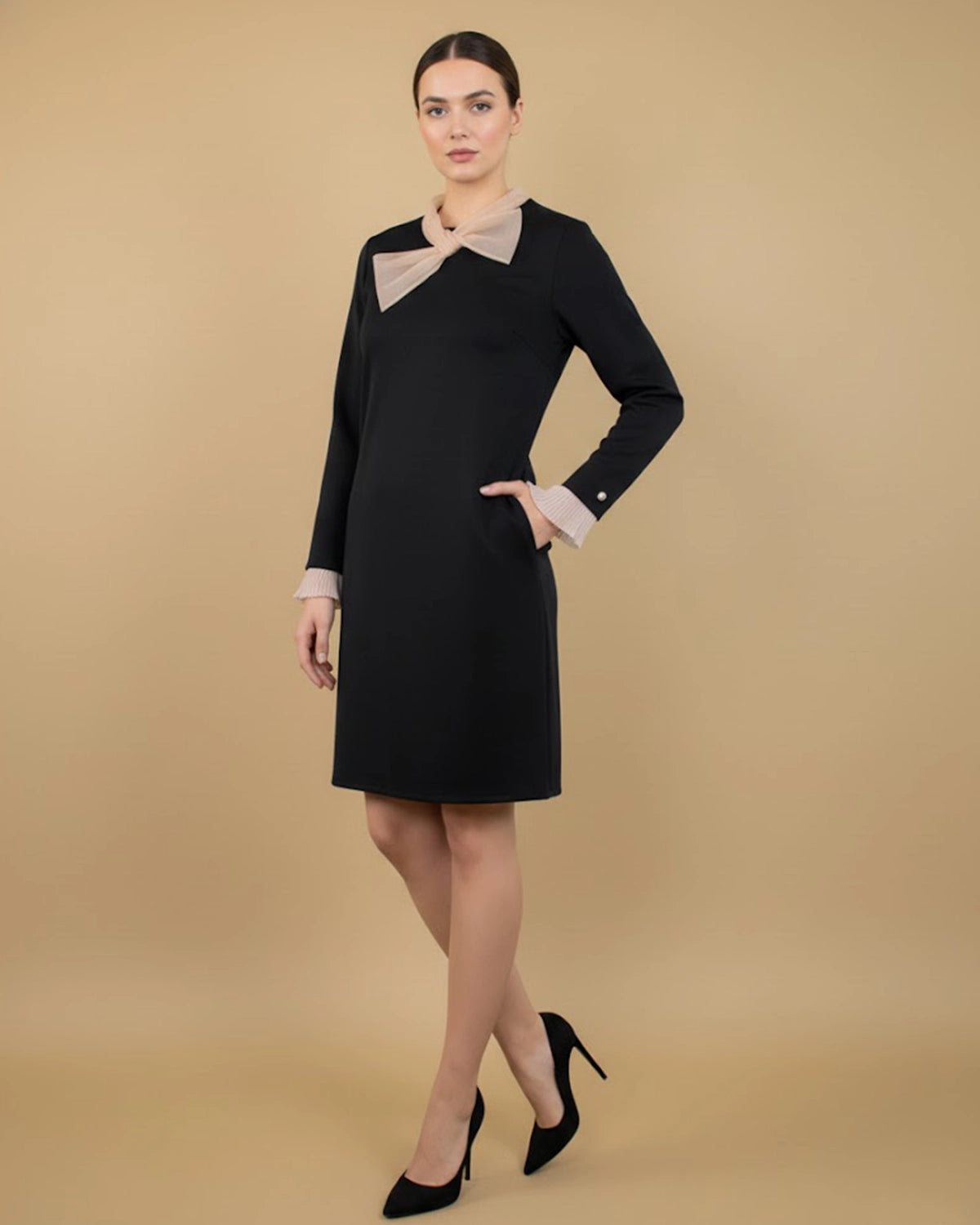 Lana Shift Dress | Eco-Friendly Black Mini with Pockets