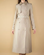 Elora Women Double Breasted Long Trench Coat in Beige