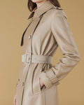 Elora Women Double Breasted Long Trench Coat in Beige
