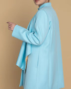 Cardea Sculptural Convertible Coat | Light Blue Avant-Garde 2-Way Statement Bow Jacket