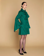 Seti Emerald Green Short Trench Coat - Women's Bell Sleeve Sustainable Jacket