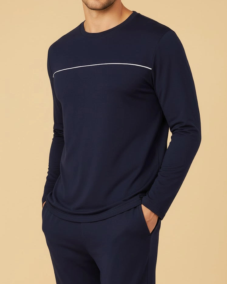 Men's Navy Loungewear Set | Recycled Cotton Pyjamas for Ultimate Comfort