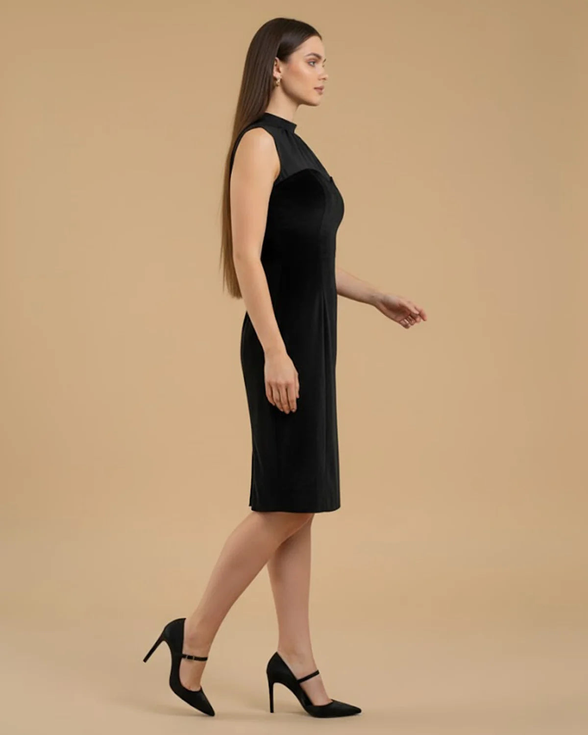 Eva Sustainable Luxury Velvet LBD with Chiffon Choker