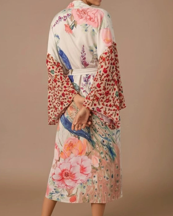 Kimono Dressing Gown with Exotic Print