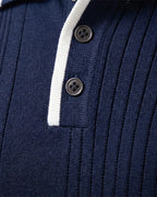Orbis Vertical Rib Long Sleeve Polo – Midnight Navy
