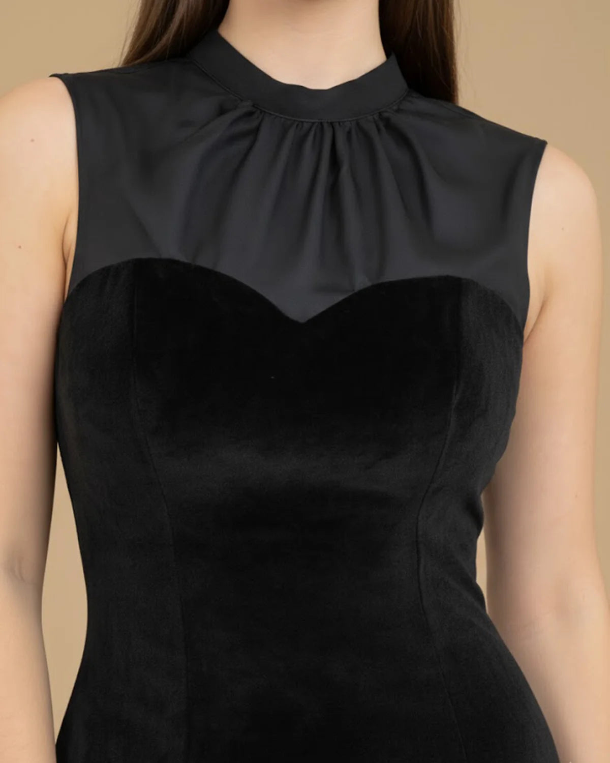 Eva Sustainable Luxury Velvet LBD with Chiffon Choker