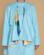 Cardea Sculptural Convertible Coat | Light Blue Avant-Garde 2-Way Statement Bow Jacket