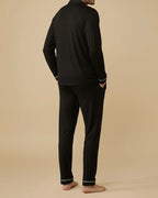 Men's Recycled Cotton Pyjama Set | Classic Sleepwear in Navy, Black & Burgundy