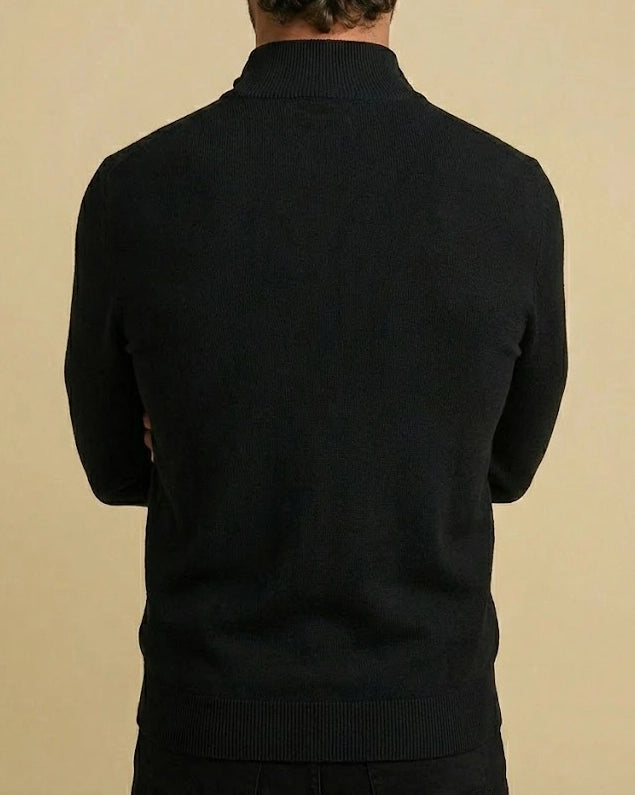 Aurelius Black Quarter-Zip Pullover | Minimalist Staple