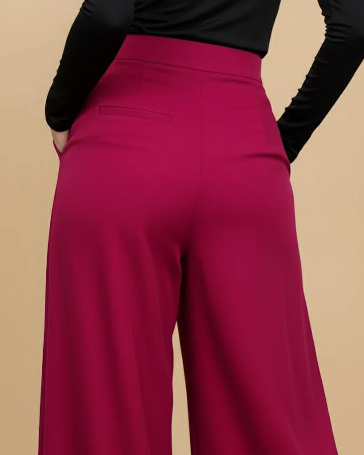 Tenes Red Palazzo High Waisted Trousers Women