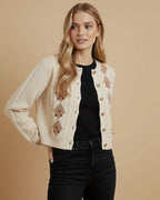 Vintage Charm Argyle Cardigan - Cream