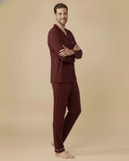 Men's Recycled Cotton Pyjama Set | Classic Sleepwear in Navy, Black & Burgundy
