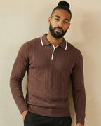 Orbis Ribbed Knit Polo – Earth Terracotta