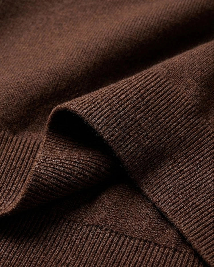 Aurelius Espresso Brown: Heritage Earth-Tone Jumper | Sustainable Chocolate Brown Quarter-Zip