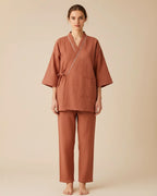 Cotton Quilted Kimono Set - Japanese Inspired Loungewear Set