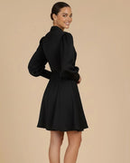 Elye Classic Black Sustainable Mini Wrap Dress | Eco-Friendly Recycled Satin