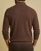 Aurelius Espresso Brown: Heritage Earth-Tone Jumper | Sustainable Chocolate Brown Quarter-Zip