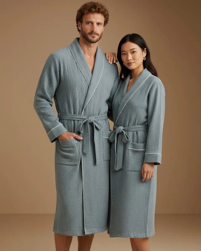 Men's Muslin Robe Men’s Organic Cotton Muslin Robe | Breathable Soft Robe | ADKN