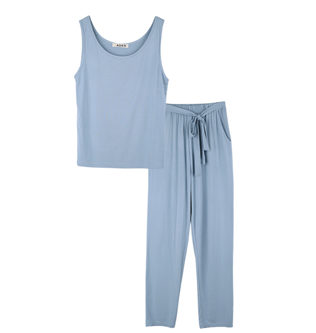 Bamboo Womens Loungewear & Nightwear 4 Piece Set - Pastel Blue