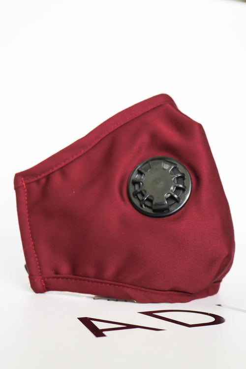 ADKN 4 Layers Bamboo Reusable Face Mask for Kids with PM 2.5 Filter and Valve Cranberry Red