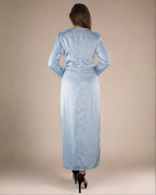 ADKN Elena Light Blue Dress with Slit - Blue Midi Occasion Dress