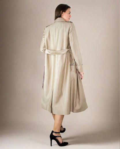 ADKN Elora Women Double Breasted Long Trench Coat in Beige