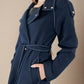 Nola Women Navy Blue Belted Coat - Oversized Trench Coat