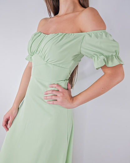 ADKN Sophia Green off Shoulder Dress - Sage Green Cocktail Dress