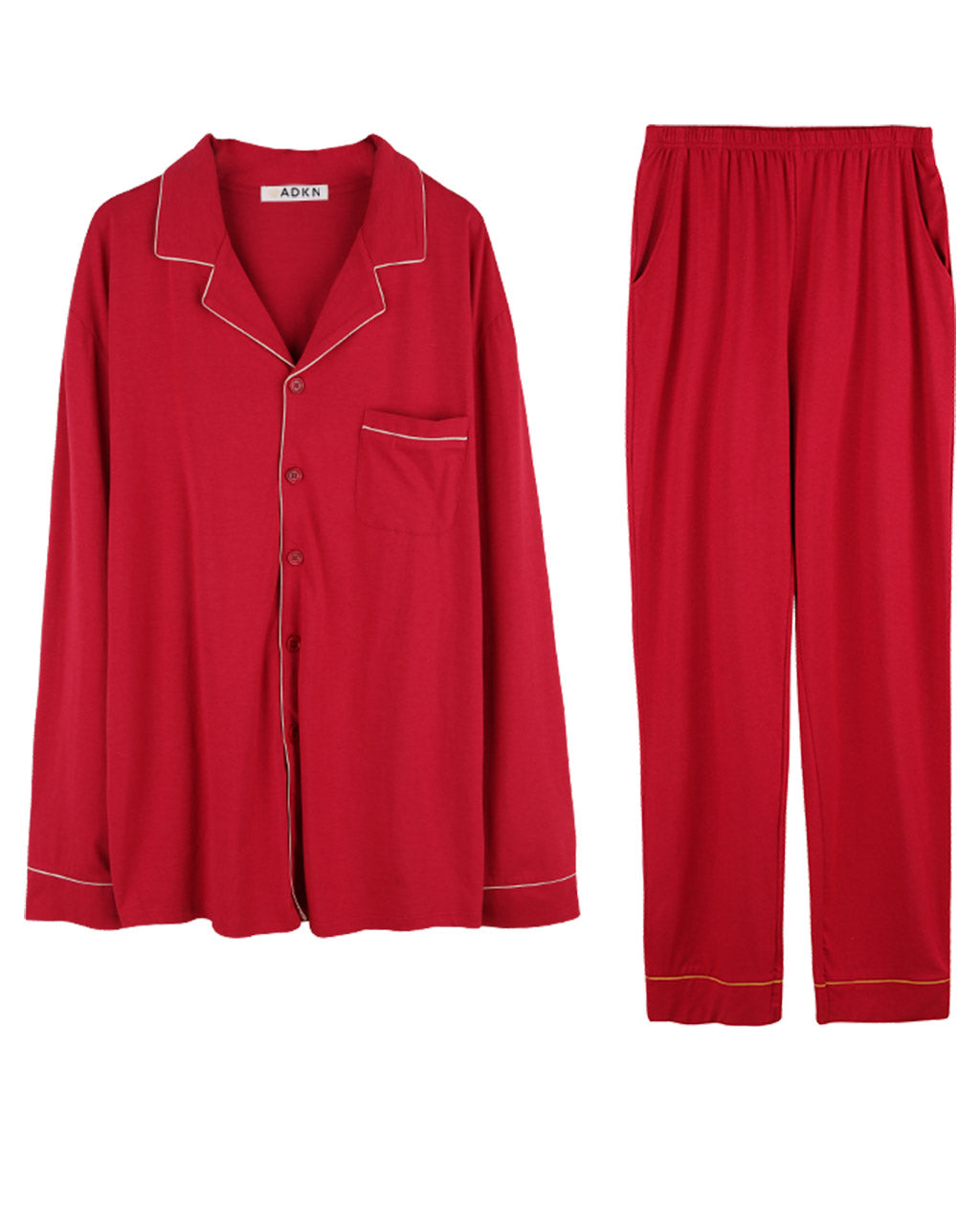 ADKN Red Bamboo and Organic Cotton Button Mens Pyjamas