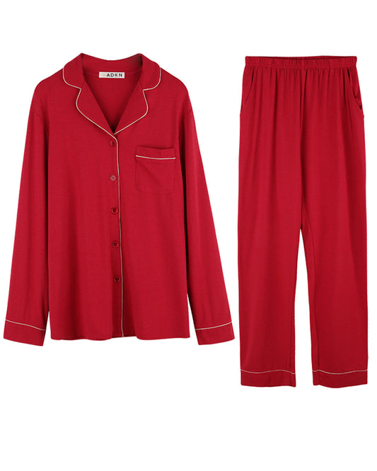 Red Bamboo and Organic Cotton Button Womens Pyjamas