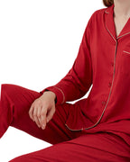 ADKN Red Bamboo and Organic Cotton Button Womens Pyjamas