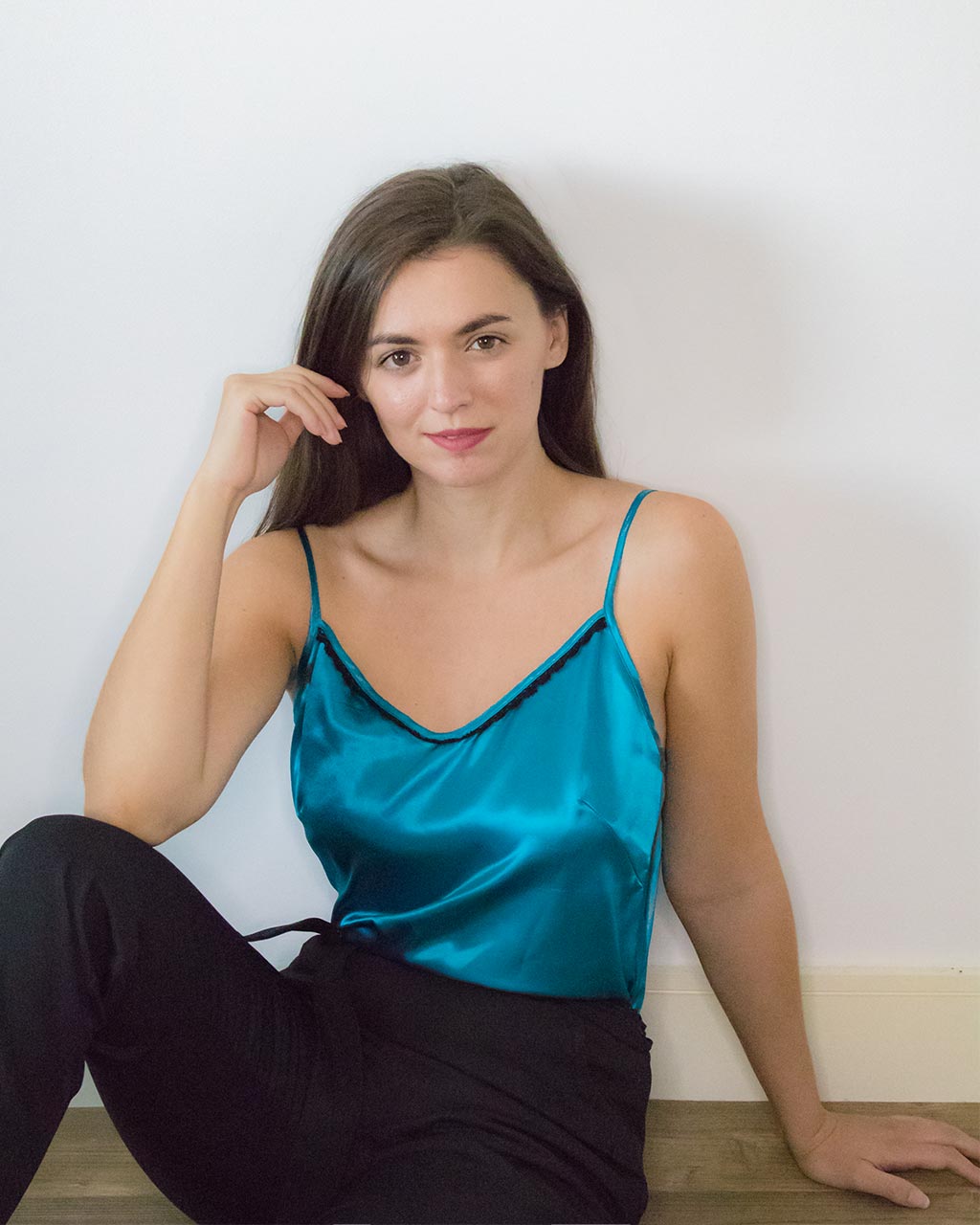 ADKN Kami Blue Satin Cami Top