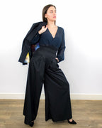 ADKN Tenes Black Wide-Leg High Waist Trousers with Pockets