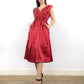 Stunning rust red wedding guest midi designer ethical dress Maya formal party dress made from recycled PET bottles by ADKN