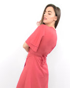ADKN Isla Rose Red Short Sleeve Wrap Dress