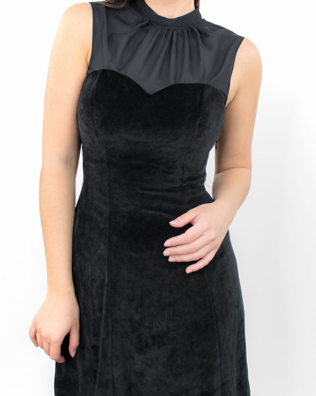 ADKN Eva Black Velvet Dress - Mini Bamboo Dress