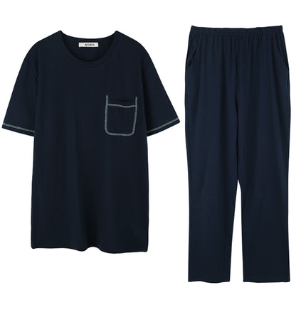 ADKN Bamboo & Organic Cotton Mens Short Sleeve PJS Loungewear - Navy Blue